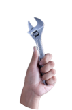 image of a hand holding a wrench